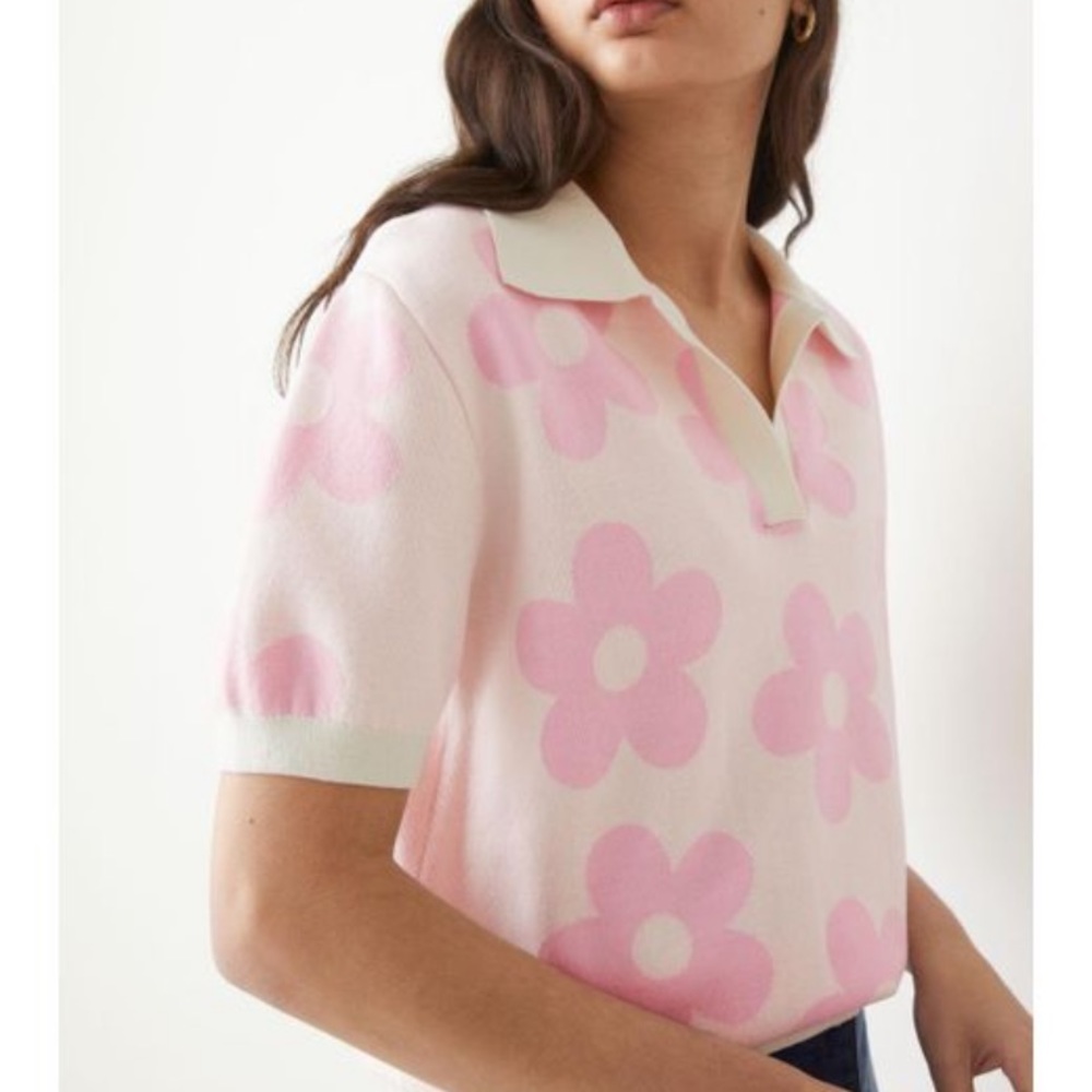 & Other Stories Jacquard Knit Floral Top sz s
